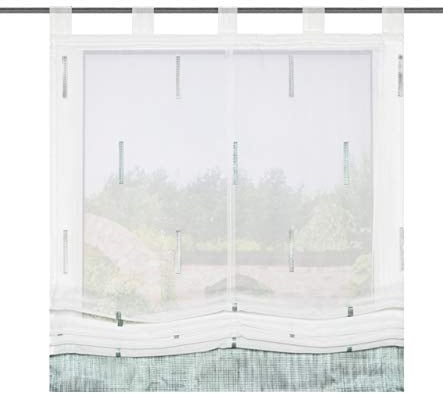 Home fashion Schlaufenrollo Scherli Melange, Polyester, Mint, 140 x 100 cm, 1 Einheiten
