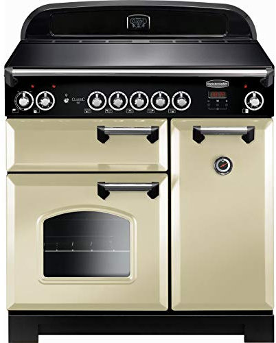 Rangemaster Classic CLA90EICR/C 90cm Electric Range Cooker with Induction Hob - Cream / Chrome - A/A Rated