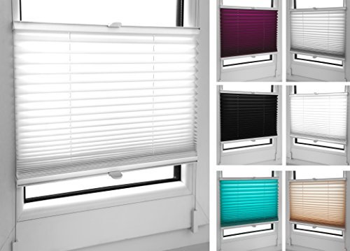 Tropik Home Pleated Blinds 18 Width Sizes, 6 Colours Easy Fit Install Plisse Conservatory Blinds, White, 65cm Wide by 150cm Drop