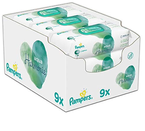 Pampers - Aqua Harmonie - Lingettes Bébé - Lot de 9 Paquets de 48 (432 Lingettes)