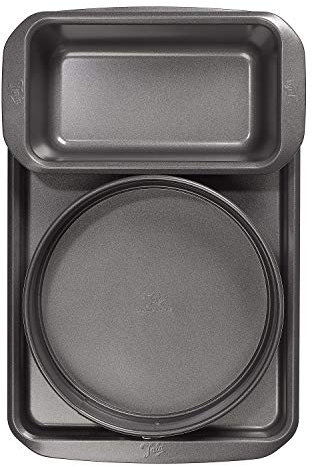 Tala 10A11621 Essential Non-Stick Baking Set - Includes 20 cm Springform Cake Tin, 2 lb Loaf Tin and Baking Tray - Carbon Steel, Wide Flat Handles, Dishwasher and Freezer Safe Cake Tins, Grey