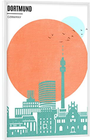 artboxONE Poster mit weißem Rahmen 60x40 cm Dortmund Städte Dortmund Sunrise - Bild Sonnenaufgang Silhouette Sonne