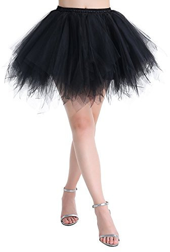 ChicWind Karneval Damen 80er à œbergröße Puffy Tüllrock Tütü Röcke Tüll Petticoat(MEHRWEG), XL/XXL/XXXL, Schwarz