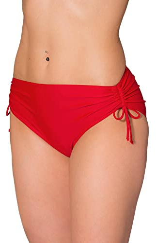 Aquarti Bikinihose Damen mit Raffung, Rot, 40