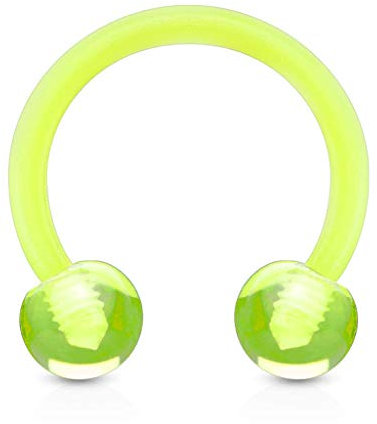 viva-adorno Universal Hufeisen Piercing Kunststoff mit Kugeln Septum, Lippe, Augenbraue, Nase Z292, gelb 1,6x12mm