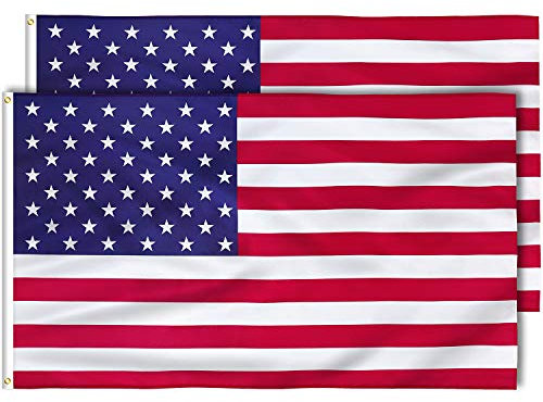 FLAGBURG Amerikanische Flagge 90 x 150cm 2 Pro Packung Amerika Fahne mit Messingösen, Lebendige Farbe, Leinwand-Header und Doppelt Genäht Geeignet Langlebig USA Flag für Draußen und Drinnen