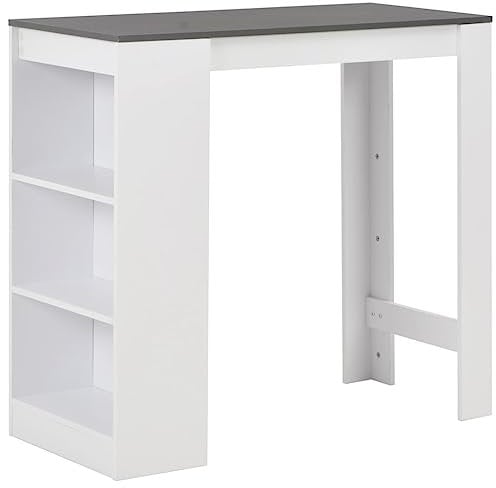 vidaXL Bartisch mit 3-stufigem Regal Bartresen Stehtisch Tresentisch Bistrotisch Küchentheke Küchentisch Frühstückstisch Tisch Weiß 110x50x103cm