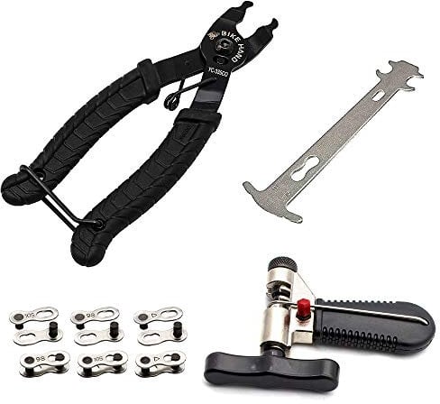 LncBoc Bicycle Chain Tool Set, Bike Chain Link Plier, Chain Splitter, Chain Checker+6 Pairs 6/7/8/9/10 Speed Chains,Portable,Easy to Use,Chain Link Connector,Bike Link Plier