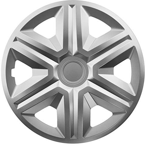 Luckyberg Radkappen - 'Fast LUX/Action' 15 Zoll 4er Set - Universal Fit für Autos und andere Fahrzeuge (Silber/Schwarz)
