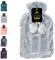 Hot Water Bottle with Cover Fluffy Super Soft Faux Fur Large 2 Litre (Silver)