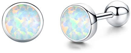 Opal-Ohrringe Sterlingsilber Opal Geburtsstein Ohrringe Blau/Weiß/Rosa/Gold/Roségold Ohrstecker Schmuck für Frauen Mädchen