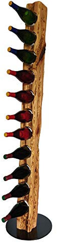 Wood & Wishes – Rustikaler Weinständer, Weinregal, Weinhalter aus Massivholz; gefertigt in Handarbeit für 11 Flaschen Wein; Höhe 158 cm Ø 34 cm; Treibholzoptik; Landhausstil; dekoratives Unikat