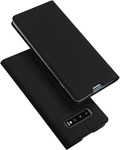 DUX DUCIS Hülle für Samsung Galaxy S10, Leder Klappbar Handyhülle Schutzhülle Tasche Case mit [Kartenfach] [Standfunktion] [Magnetisch] für Samsung Galaxy S10 6,1 (Schwarz)