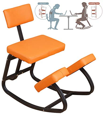 ZHDLJ Kniestuhl Ergonomischer Stuhl Orthopädischer Kniehocker Bürostuhl Computerstuhl mit PU-Leder Kissen und Lehne für Homeoffice, Knieschützer, Robust, Einfache Installation