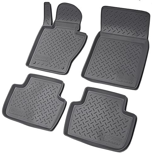 Recambo 3D Gummi Fußmatten kompatibel für BMW X3 E83 | BJ 2003-2010 | Auto Gummimatten | Passgenau | mit Rand | schwarz