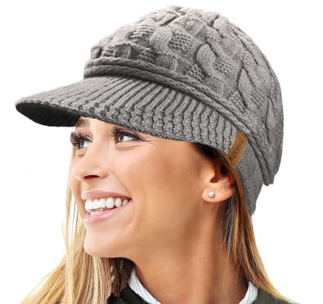 TOSKATOK Damen Schirmm�TZE Zopfmuster Warm R80 Teddyfleece Gef�tterte M�TZE Winterm�TZE