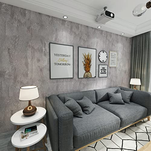 Boobest Grey Lime Wash Wallpaper 15.7x236 Cement Wallpaper Peel and Stick Modern Concrete Contact Paper Waterproof Removable Self Adhesive Industrial wallpaper for Bedroom Living Room Bathroom Walls