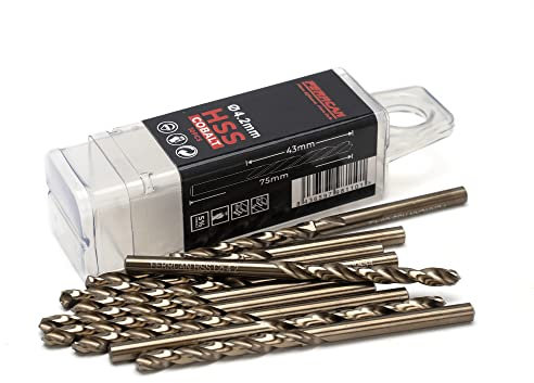 Ferrcan HSS Metallbohrer DIN338 M35 5% Kobalt zum Bohren in Edelstahl, Eisen und anderen Metallen Packung mit 10 Stück pro Maß (4.2mm)