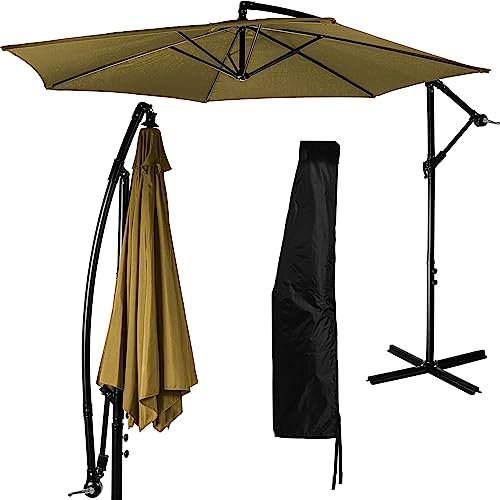 STILISTA Ampelschirm 350 cm mit Kurbelvorrichtung, inklusive Abdeckung, khaki/braun