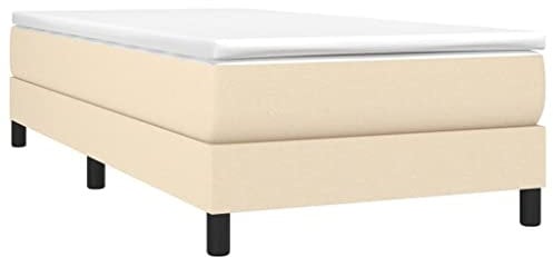 vidaXL Cadre de Lit, Lit Rembourré avec Pieds, Lit Simple, Lit Adulte, Meuble de Chambre à Coucher, Moderne, Crème 100x200 cm Tissu