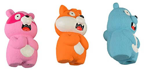 duvoplus, Latex Fuchs/Bär/Biber Überrascht, 8 x 13,5 x 7 cm, Spielzeug, gemischte Farben, Hund