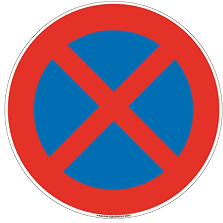 AUA SIGNALETIQUE - Panneau De Signalisation Circulaire en PVC 1.5 mm (Ø 290 mm, arrêt et stationnement Interdit)