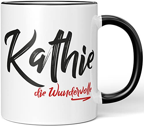 JUNIWORDS Tasse, Kathie, die Wundervolle, Schwarz (5253911)