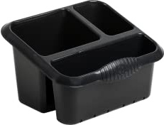 JMS we create smile 3 Compartment High Grade Plastic Sink Tidy Cutlery Rack Drainer Caddy Holder For Knife Fork Spoon Utensil Drainer Kitchen Sponge Holder Soap Sinkware For Home (Black)