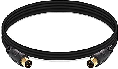 XMSJSIY Cavo S-Video, Mini-Din 4 pin SVideo(SVHS) maschio a maschio placcato oro, cavo adattatore per TV, HDTV/DVD/VCR/videocamera (1M)