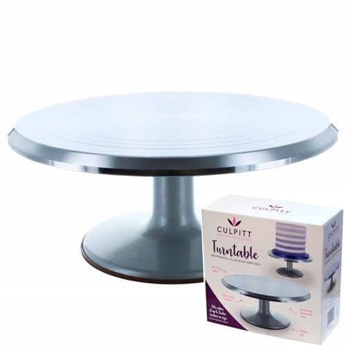 Culpitt Professional Aluminium Cake Decorators Turntable, 310mm (12), Sturdy & Strong, Smooth Motion Rotating Cake Plate | 12 Inch