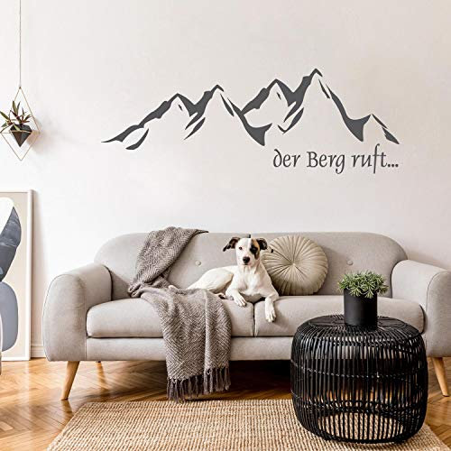 Wandtattoo | Der Berg ruft... | Wandsticker Berg Silhouette Österreich Alpen Sticker Bayern Wandaufkleber violett