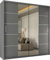 SLIDING WARDROBE 4U Winnipeg Double Door Sliding Mirror Wardrobe with Adjustable Shelves and Hanging Rails (Grey, 203cm)