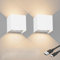 Coinmit 2 Stück LED Akku Wandleuchte mit Bewegungsmelder, 3000K Kabellose Wandlampe, 5500mAh Wiederaufladbare Wandleuchte, Verstellbarer Balken, Wandleuchte up and down, Wohnzimmer. Weiß