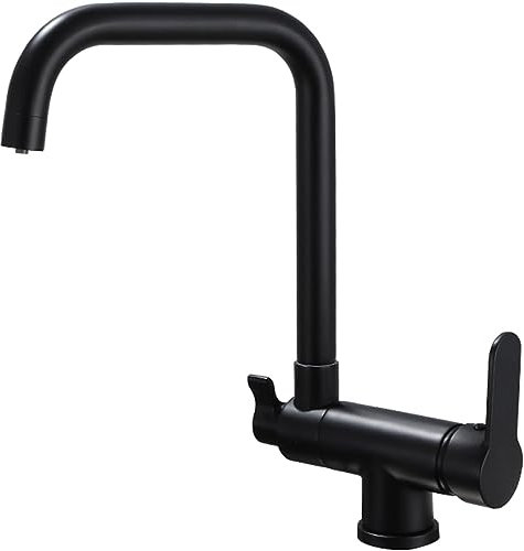 3 Wege Wasserhahn Schwarz Küche Vorfenster Küchenarmatur Klappbar 360 ° Drehbare 3 in 1 Armatur Küche for Filter Küchen Armaturen Wasserhahn Flexibel-B,Einspielermodus (Color : Küchenarmatur Schwarz-