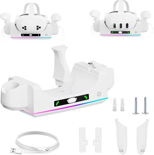 CBDYWVR 2025 New Charging Dock for MetaQuest 3S/Quest 3 Headset and Controller, Wall-mountable Charging Station Display Stand for Quest 3S Accessories