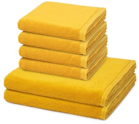 Vossen - 6 teiliges Frottier-Set - Vegan Life (4 X Handtuch 2 X Duschtuch im Set) - 580 g/m2 - Baumwolle - Frottee - saugstark - weich und flauschig - Salamander