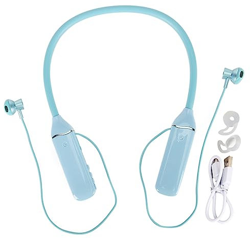 Gavigain Wireless Bluetooth Neckband Headphones, Magnetic Earbuds Headset with LED Power Display Memory Card Playback Waterproof Neckband Headphone with Light Up Backlight(Blue)