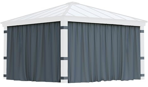 Palram Canopia Vorhang-Set für Dallas Pavillon, 35,6 x 35,6 cm, Vorhänge für Privatsphäre und Wetterschutz, Verstellbarer Luftstrom, einfache Selbstmontage, waschbar, 4 Stück (nur Vorhänge)