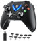 RALAN Controlador inalámbrico negro con paletas para PC Windows, adaptador inalámbrico de 2.4G con conector de auriculares de 3.5 mm, palanca de mando ALPS, disparador de detección de efecto Hall,
