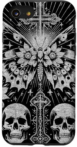 Emo Y2K Grunge Aesthetic Goth Skull Cross Gothic Butterfly Case for iPhone SE (2020) / 7 / 8