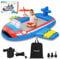 ROMPICO Inflatable Toddler Travel Bed with Safety Bumper,Portable Fighter Jet Toddler Bed Air Mattress for Kids, Ideal for Vacation,Camping,Sleepover,Electric Pump Included (Blue, Regular)