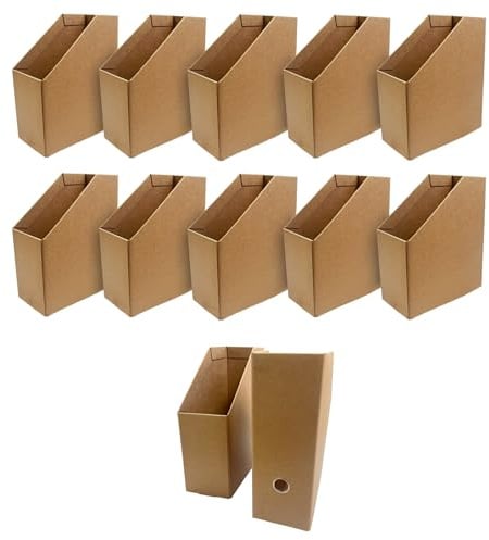 Janrax Lot de 12 organiseurs de bureau en carton ondulé Kraft