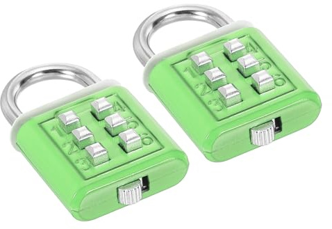 PATIKIL 6 Dígitos Candado de Combinación 2 Piezas Mecanismo de Bloqueo de 3 Posiciones Candado Digital de Seguridad con Botón de Presión para Gimnasio Taquilla Deportiva Verde