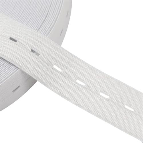 XPJYUA Goma Elastica Costura Banda elástica de Punto con Ojal, Cinta elástica for Coser Prendas, Pantalones, Accesorios, 15/20/25/30 mm(White,10 Meters_30MM)