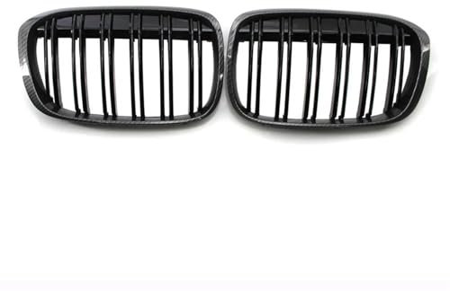 POMPOMPUR Für X1 F48 F49 2016 2017 2018 2019 2020 XDrive Glänzend Schwarzer Frontstoßfänger Nierengrill Mit Doppellinie(Carbon Fiber Look)