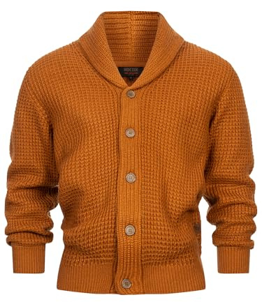Indicode Herren INBrandox Strickjacke mit Schalkragen und Knopfleiste | Klassischer Cardigan für Business und Freizeit, Feinstrickjacke, Herrenjacke, Freizeitjacke, Strickoberteil für Männer