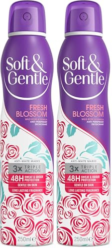 Soft & Gentle Fresh Blossom Antiperspirant Deodorant Spray, 250ml (Pack of 2)