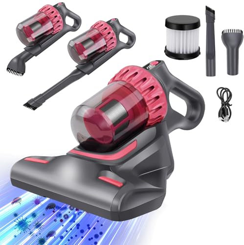 Bed Bugs Mite Removal Mattress Vacuum Cleaner with UV Light - HEPA Filter, 10KPa Suction, LED Screen, Cordless Handheld Vacuum for Bed, Sofa - Effective Dust Mites Cleaning Machine
