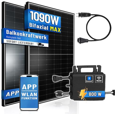PIANETA Balkonkraftwerk 1170W PV Anlage, 2X 450W Bifazial Solarmodule Wechselrichter (Ohne Speicher), Solaranlage mit Micro Wechselrichter für Balkon Hausdach Terrasse Garten