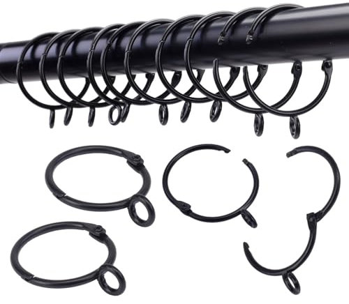 Openable Curtain Rings with Eyelet,24PCS Curtain Rings,Drapes Rings 32mm Interior Diameter Black TXZWJZ